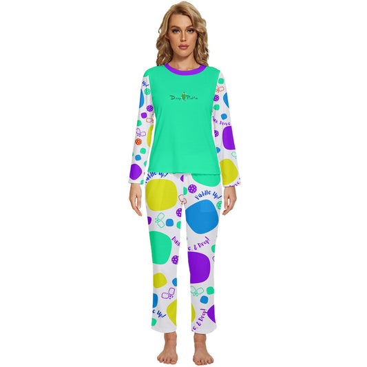 Dizzy Pickle Sharon Paddle Up Women's Pickleball Long Sleeve Lightweight Cropped Pajamas Set