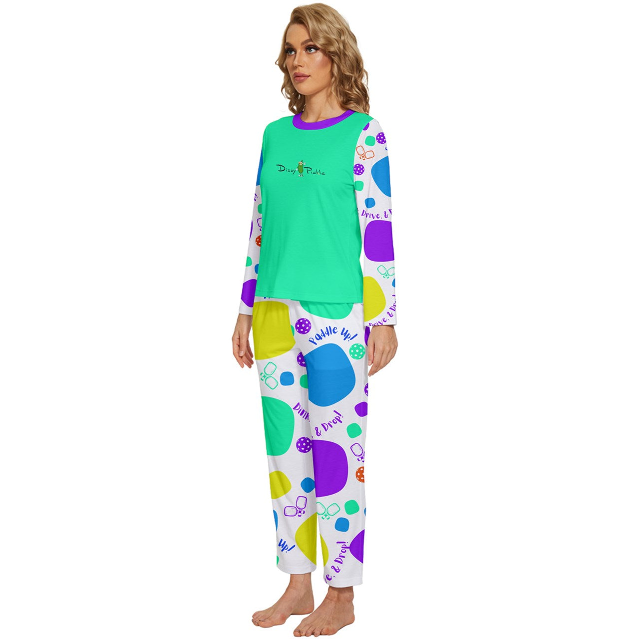 Dizzy Pickle Sharon Paddle Up Women's Pickleball Long Sleeve Lightweight Cropped Pajamas Set