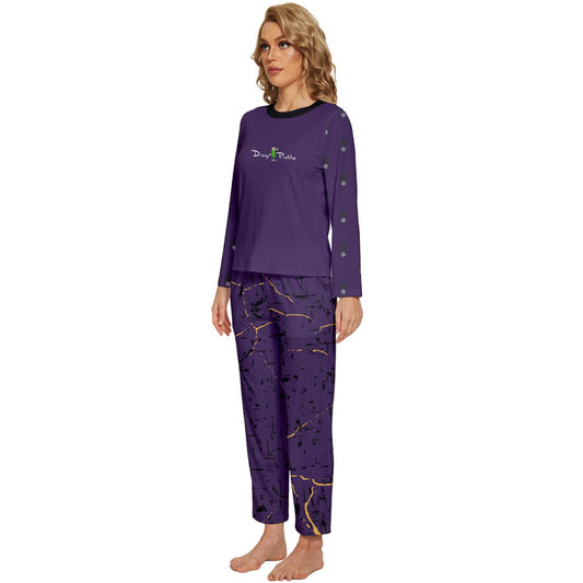 Dizzy Pickle Lynne Purple Women's Pickleball Long Sleeve Lightweight Cropped Pajamas Set