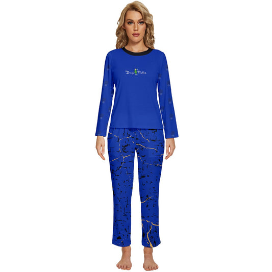 Dizzy Pickle Lynne Blue Women's Pickleball Long Sleeve Lightweight Cropped Pajamas Set