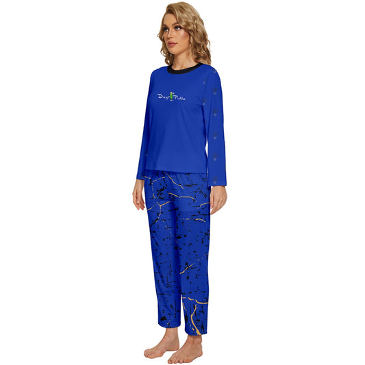 Dizzy Pickle Lynne Blue Women's Pickleball Long Sleeve Lightweight Cropped Pajamas Set