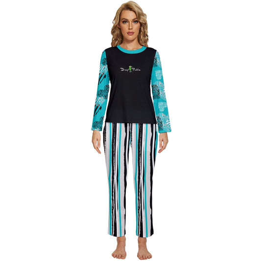 Dizzy Pickle Shelley Turquoise Women's Pickleball Long Sleeve Lightweight Cropped Pajamas Set