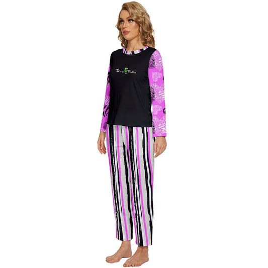 Dizzy Pickle Shelley Pink Women's Pickleball Long Sleeve Lightweight Cropped Pajamas Set