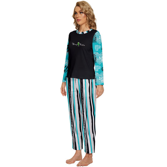 Dizzy Pickle Shelley Turquoise Women's Pickleball Long Sleeve Lightweight Cropped Pajamas Set