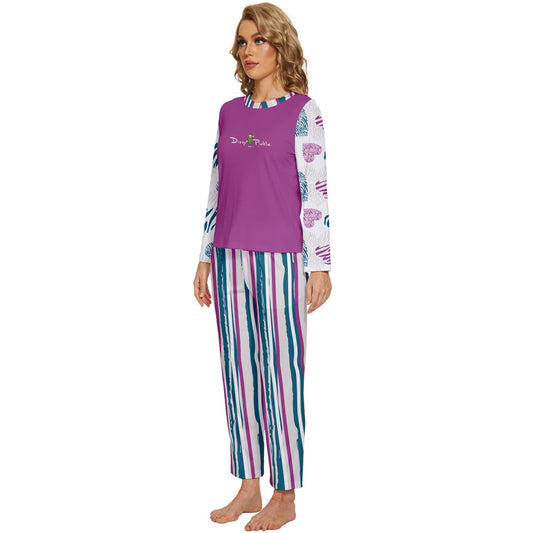 Dizzy Pickle Shelley Deep White Women's Pickleball Long Sleeve Lightweight Cropped Pajamas Set