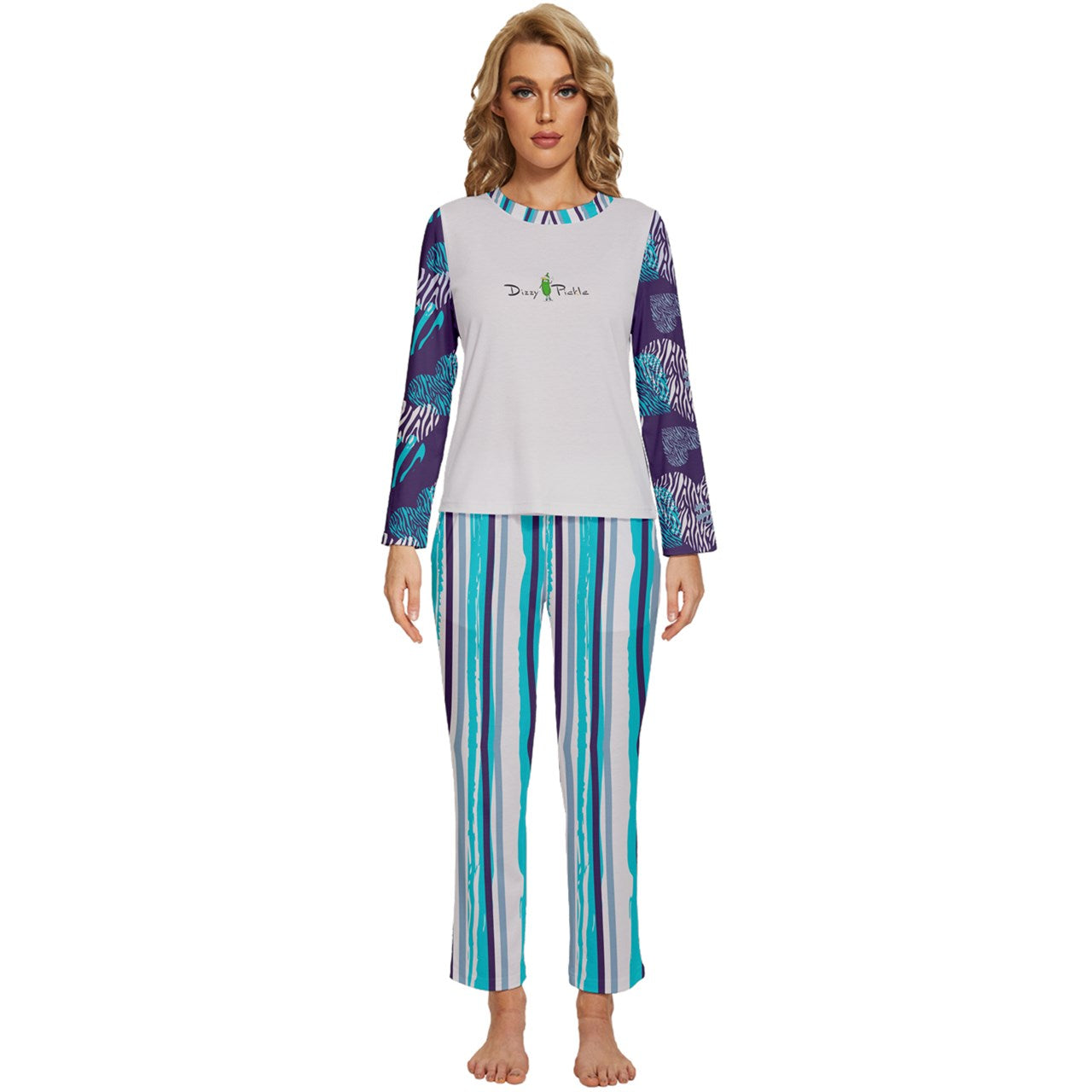 Dizzy Pickle Shelley Deep Plum Women's Pickleball Long Sleeve Lightweight Cropped Pajamas Set