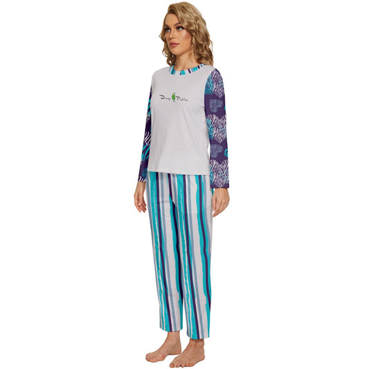 Dizzy Pickle Shelley Deep Plum Women's Pickleball Long Sleeve Lightweight Cropped Pajamas Set