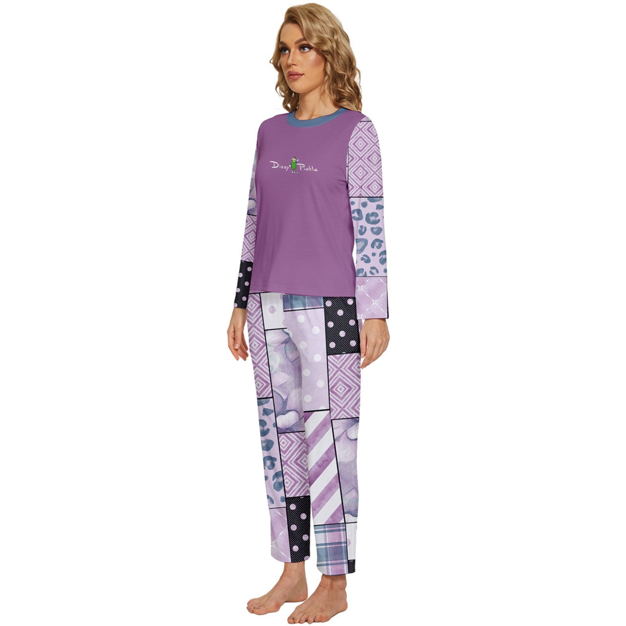 Dizzy Pickle Laura Patches Women's Pickleball Long Sleeve Lightweight Cropped Pajamas Set