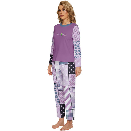 Dizzy Pickle Laura Patches Women's Pickleball Long Sleeve Lightweight Cropped Pajamas Set