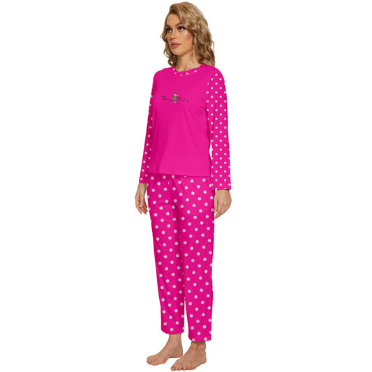 Dizzy Pickle Avery Polka Dots Women's Pickleball Long Sleeve Lightweight Cropped Pajamas Set