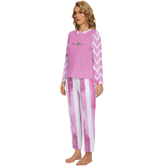 Dizzy Pickle Avery Zig Zag Stripes Women's Pickleball Long Sleeve Lightweight Cropped Pajamas Set