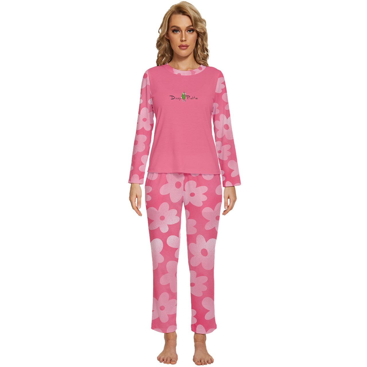 Dizzy Pickle Adleigh Blooms Women's Pickleball Long Sleeve Lightweight Cropped Pajamas Set