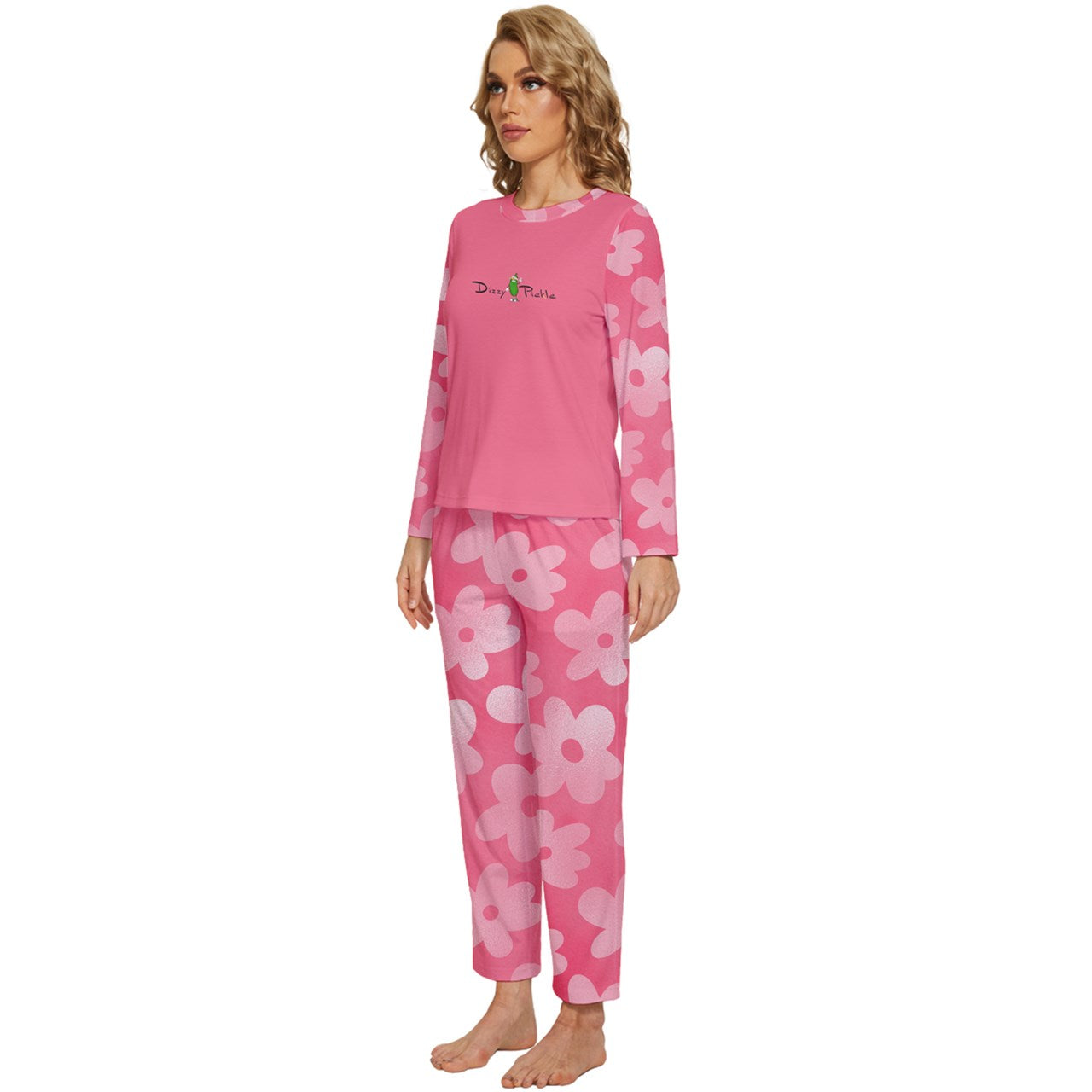 Dizzy Pickle Adleigh Blooms Women's Pickleball Long Sleeve Lightweight Cropped Pajamas Set