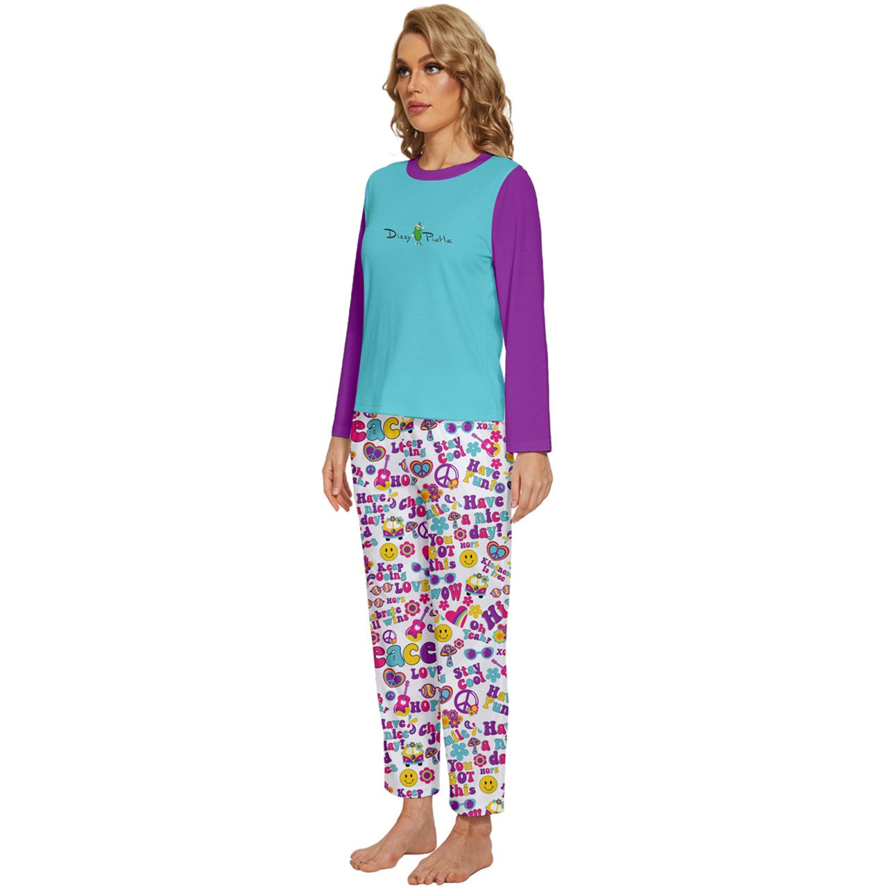 Dizzy Pickle Jenny Women's Pickleball Long Sleeve Lightweight Cropped Pajamas Set