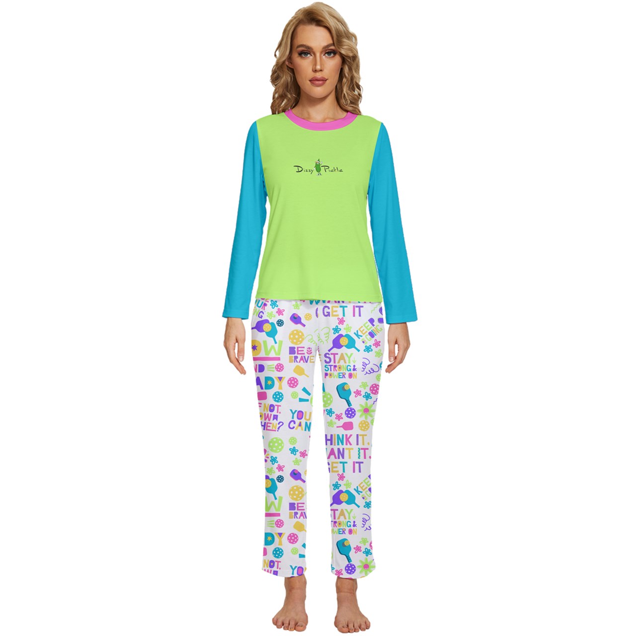 Dizzy Pickle Theresa Women's Pickleball Long Sleeve Lightweight Cropped Pajamas Set