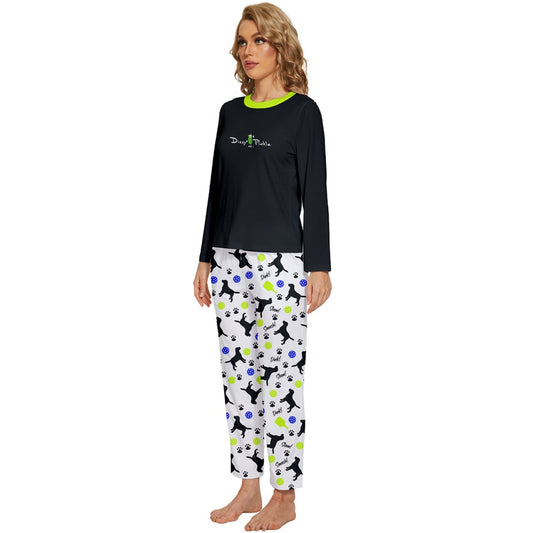 Dizzy Pickle Connie Black Women's Pickleball Long Sleeve Lightweight Cropped Pajamas Set