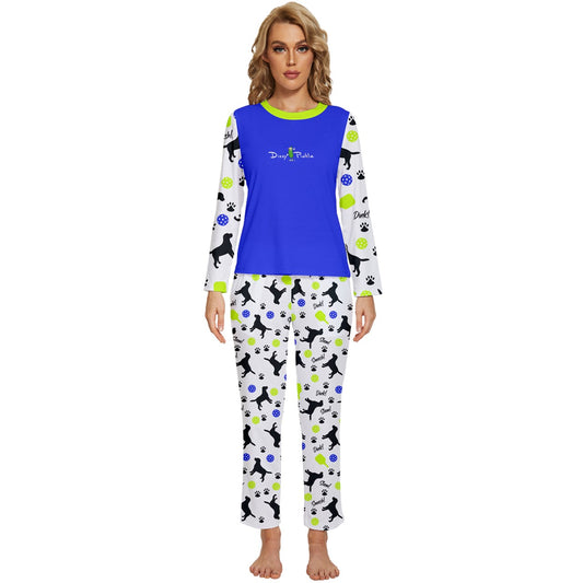 Dizzy Pickle Connie Blue Women's Pickleball Long Sleeve Lightweight Cropped Pajamas Set