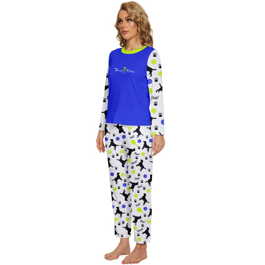 Dizzy Pickle Connie Blue Women's Pickleball Long Sleeve Lightweight Cropped Pajamas Set