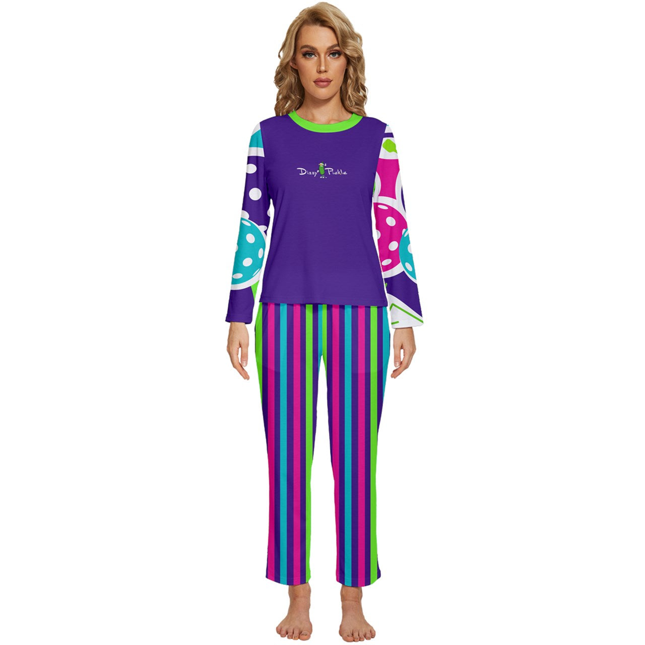 Dizzy Pickle Diana Women's Pickleball Long Sleeve Lightweight Cropped Pajamas Set