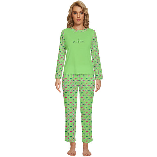 Dizzy Pickle Penny PG Mini Paddles and Balls Women's Pickleball Long Sleeve Lightweight Cropped Pajamas Set