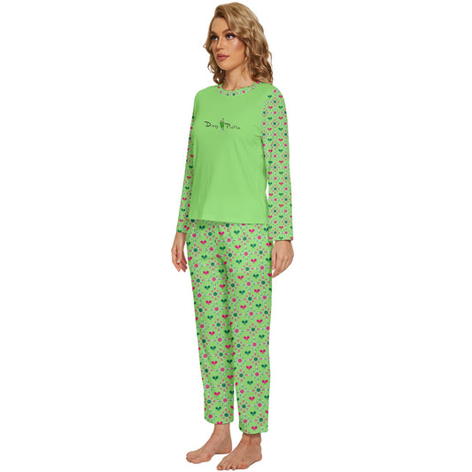 Dizzy Pickle Penny PG Mini Paddles and Balls Women's Pickleball Long Sleeve Lightweight Cropped Pajamas Set