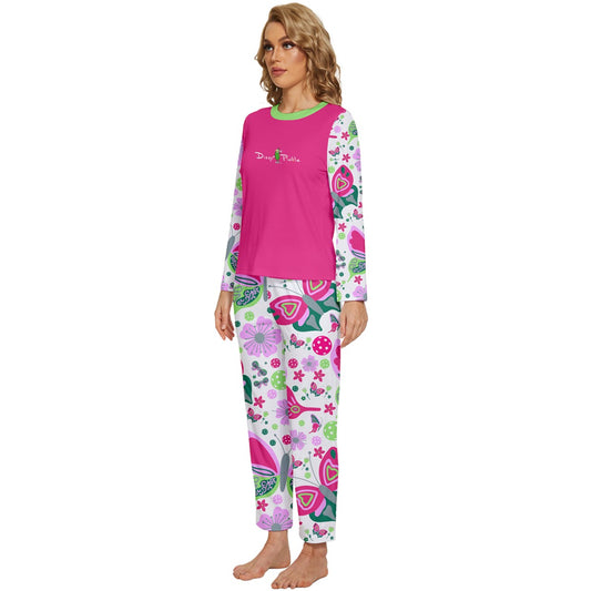 Dizzy Pickle Penny PG Butterflies Women's Pickleball Long Sleeve Lightweight Cropped Pajamas Set