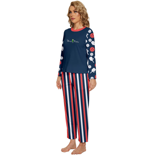 Dizzy Pickle Van Paddles and Balls Women's Pickleball Long Sleeve Lightweight Cropped Pajamas Set