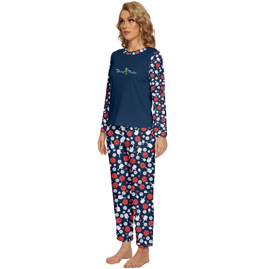 Dizzy Pickle Van Mini Paddles and Balls Women's Pickleball Long Sleeve Lightweight Cropped Pajamas Set