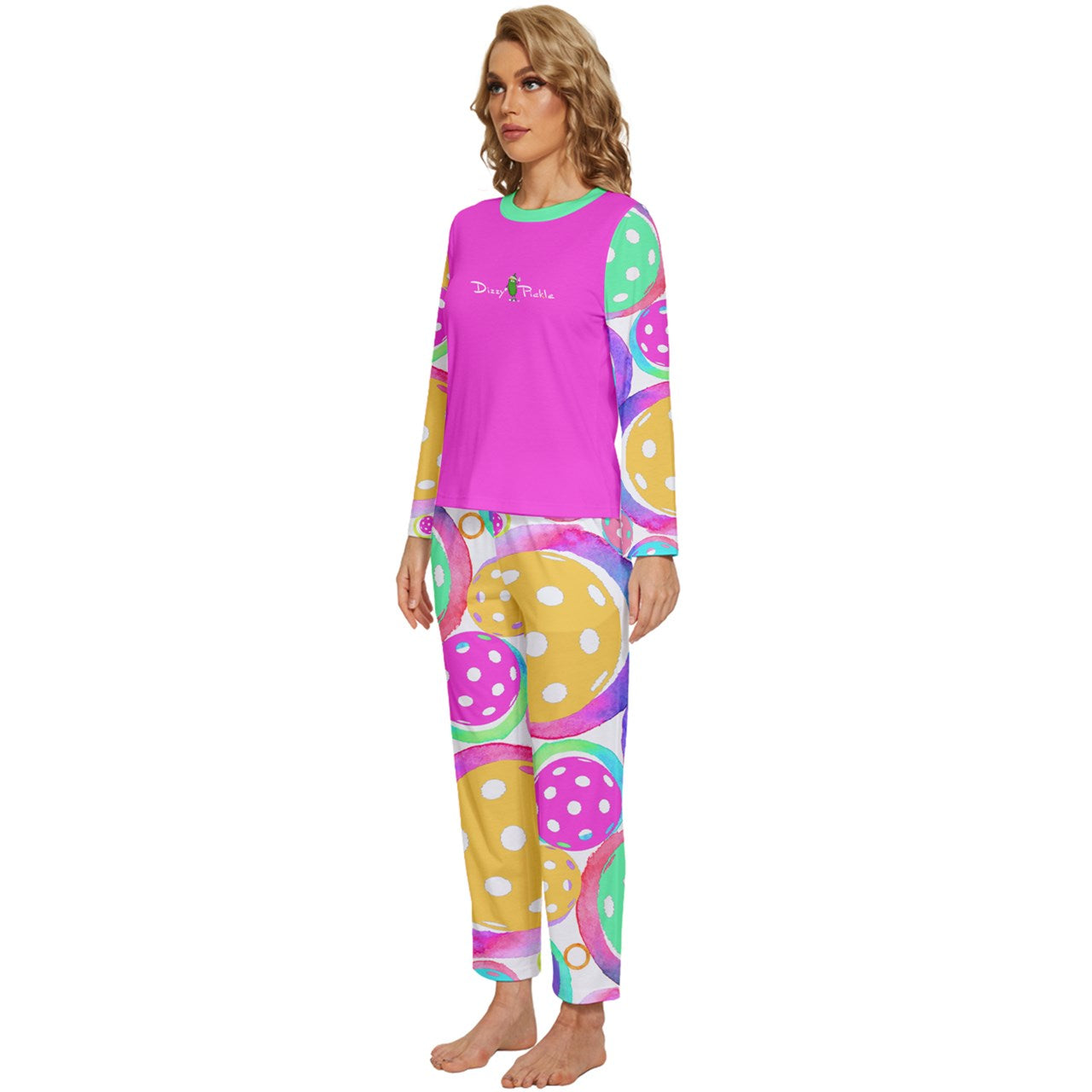 Dizzy Pickle Emily Women's Pickleball Long Sleeve Lightweight Cropped Pajamas Set