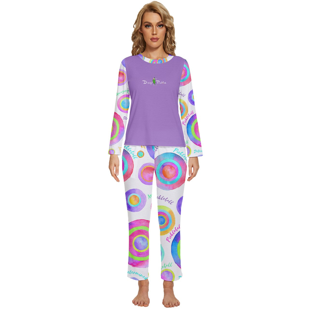 Dizzy Pickle Emily Empowered Women's Pickleball Long Sleeve Lightweight Cropped Pajamas Set