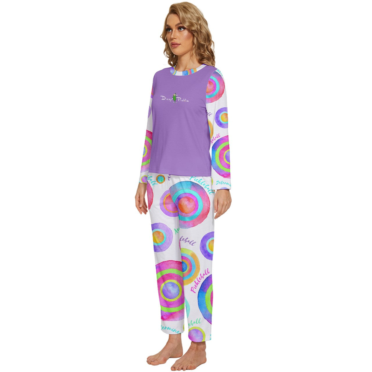 Dizzy Pickle Emily Empowered Women's Pickleball Long Sleeve Lightweight Cropped Pajamas Set