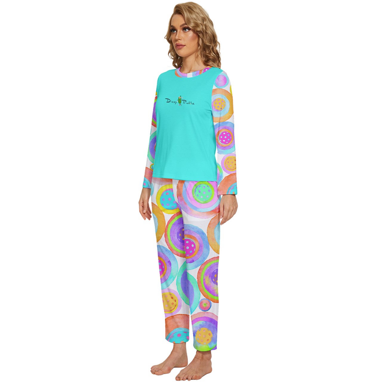 Dizzy Pickle Emily Inspired Women's Pickleball Long Sleeve Lightweight Cropped Pajamas Set