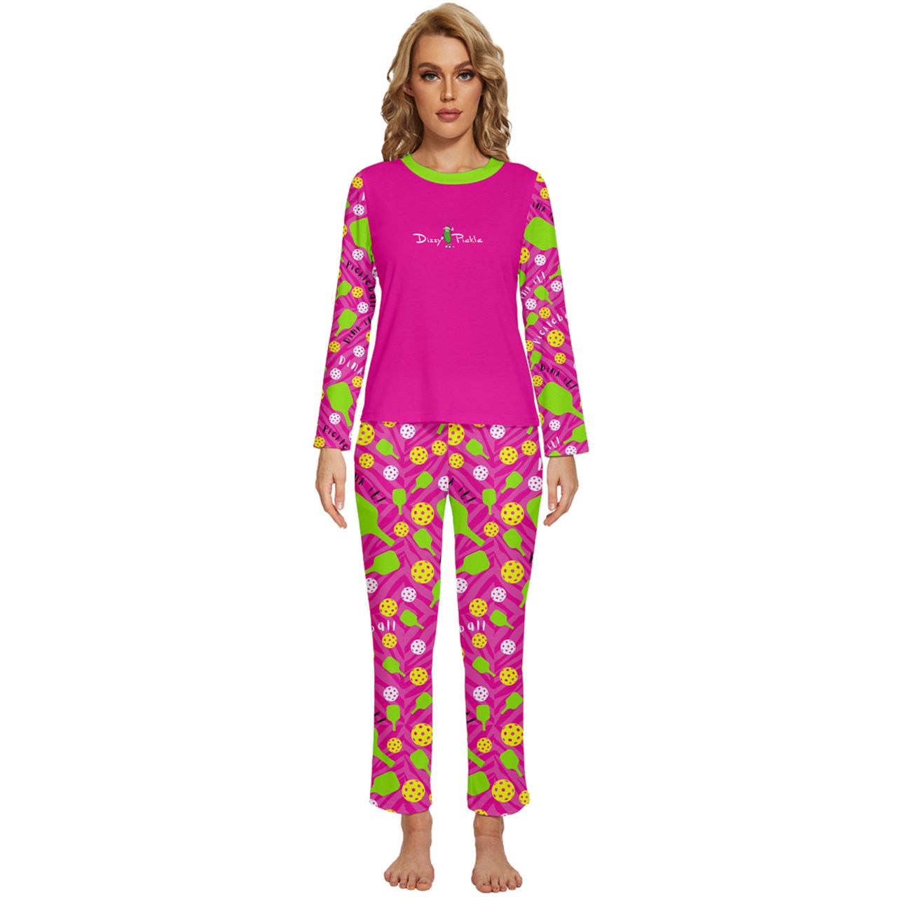 Dizzy Pickle Dinking Diva PG Women's Pickleball Long Sleeve Lightweight Cropped Pajamas Set