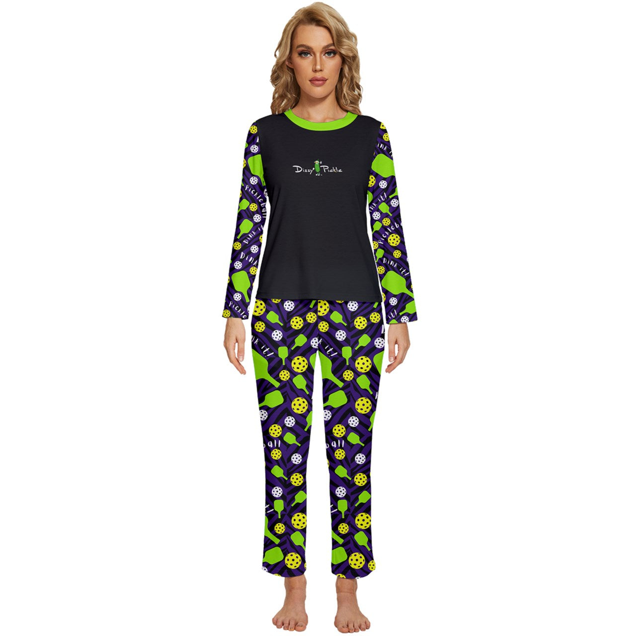 Dizzy Pickle Dinking Diva BG Women's Pickleball Long Sleeve Lightweight Cropped Pajamas Set