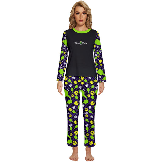 Dizzy Pickle Dinking Diva BG Women's Pickleball Long Sleeve Lightweight Cropped Pajamas Set