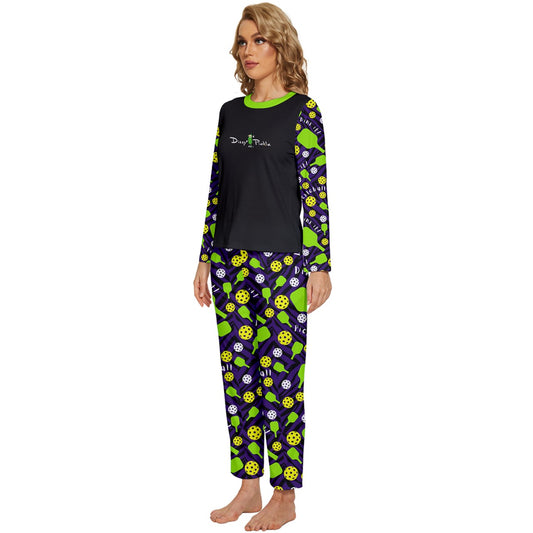 Dizzy Pickle Dinking Diva BG Women's Pickleball Long Sleeve Lightweight Cropped Pajamas Set