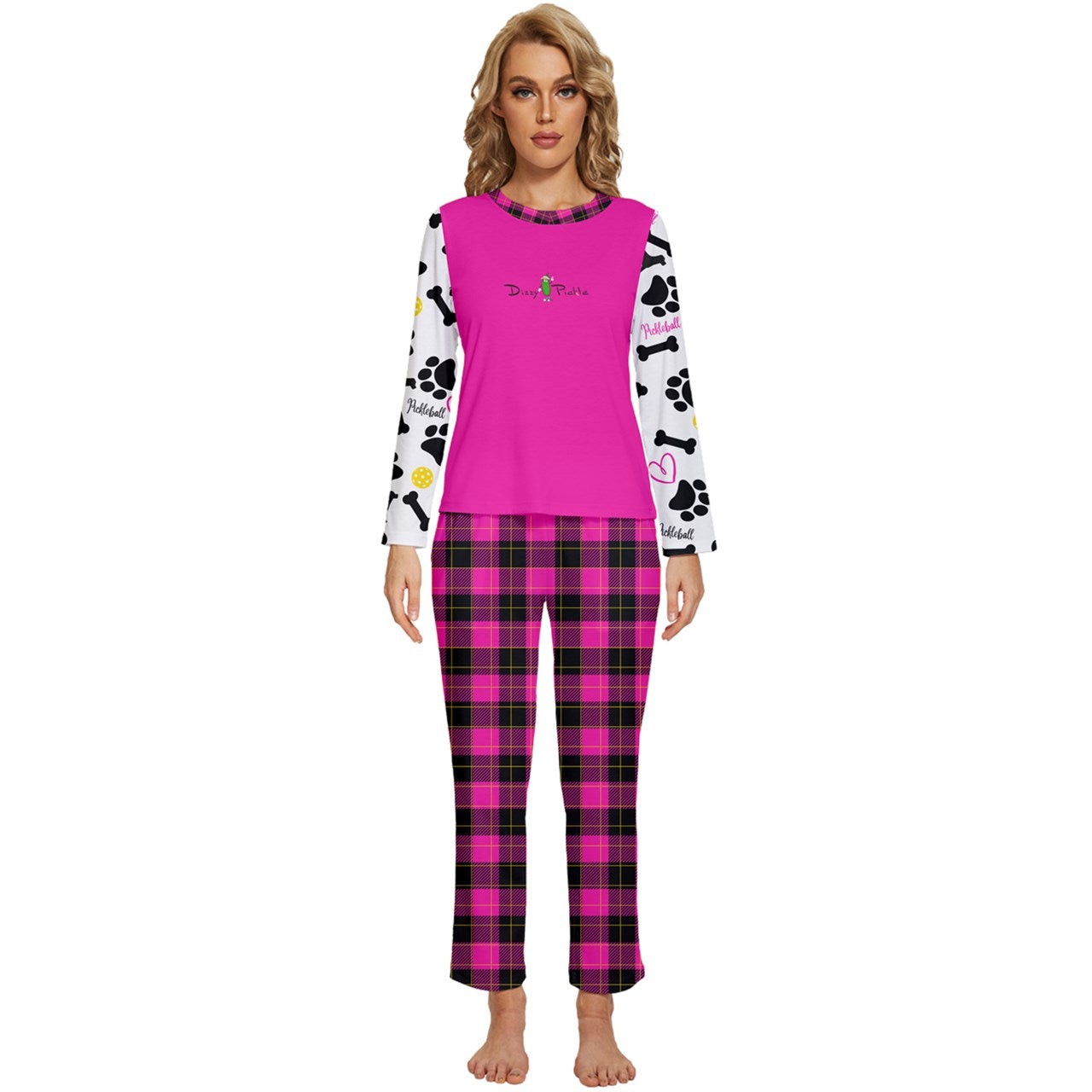 Dizzy Pickle Millie Women's Pickleball Long Sleeve Lightweight Cropped Pajamas Set