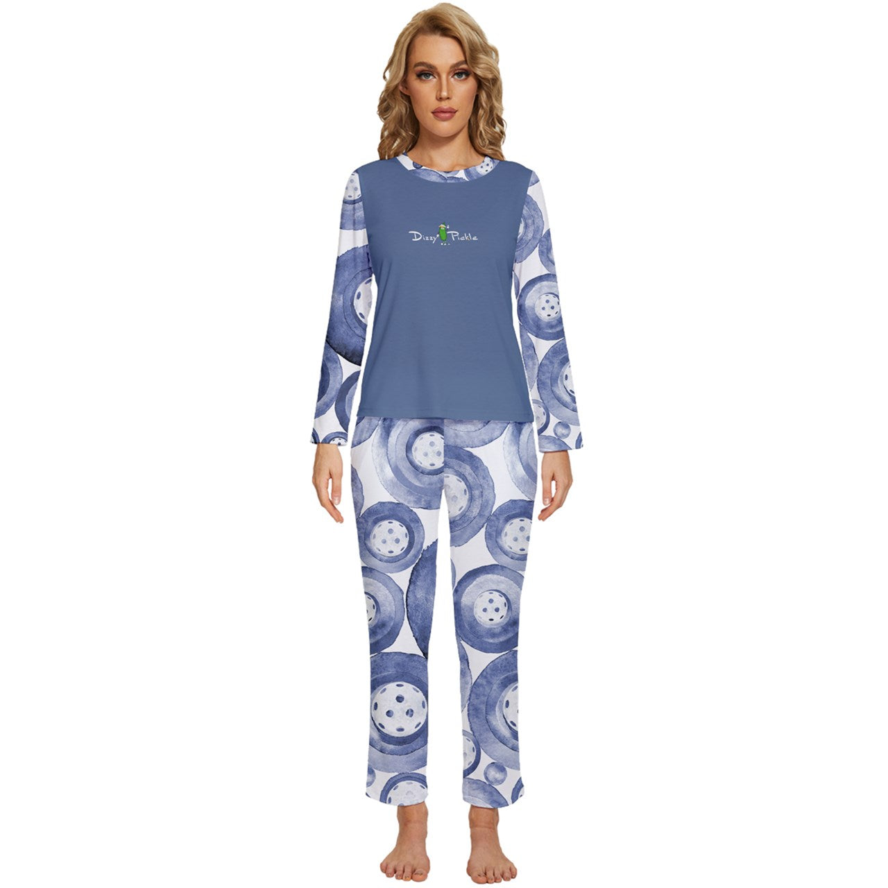 Dizzy Pickle Heidi BW Women's Pickleball Long Sleeve Lightweight Cropped Pajamas Set