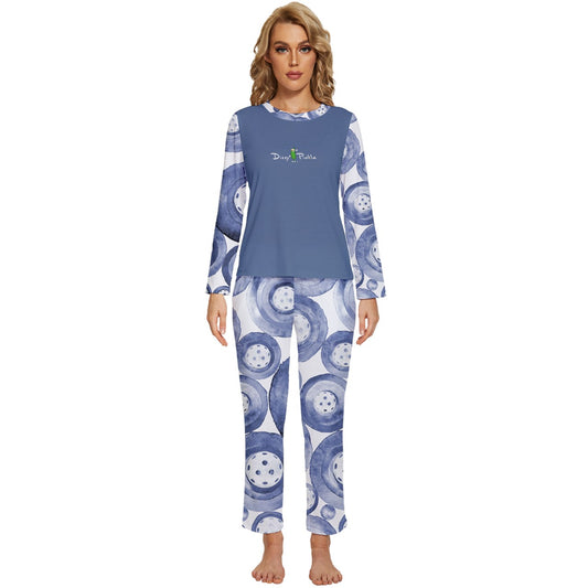 Dizzy Pickle Heidi BW Women's Pickleball Long Sleeve Lightweight Cropped Pajamas Set