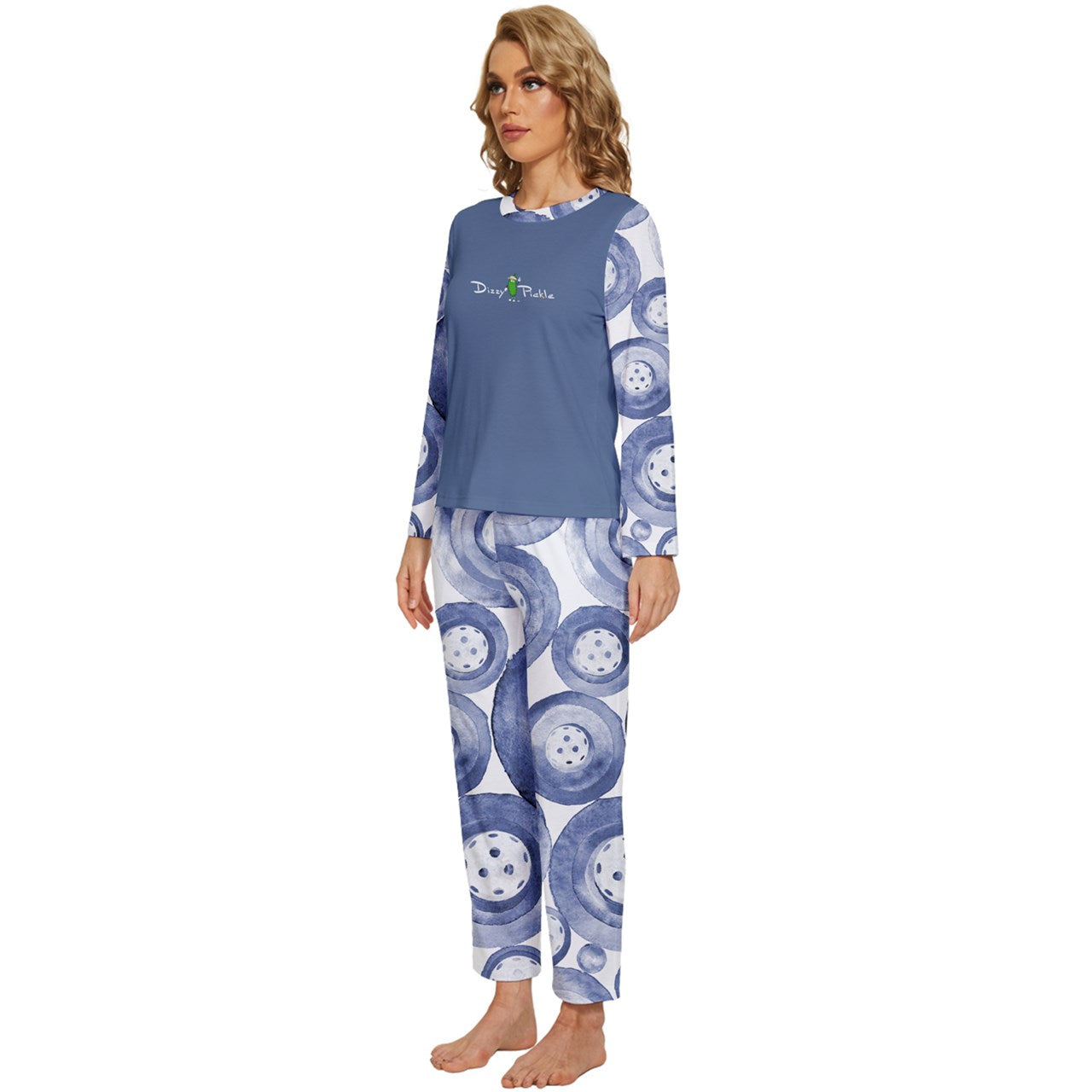 Dizzy Pickle Heidi BW Women's Pickleball Long Sleeve Lightweight Cropped Pajamas Set