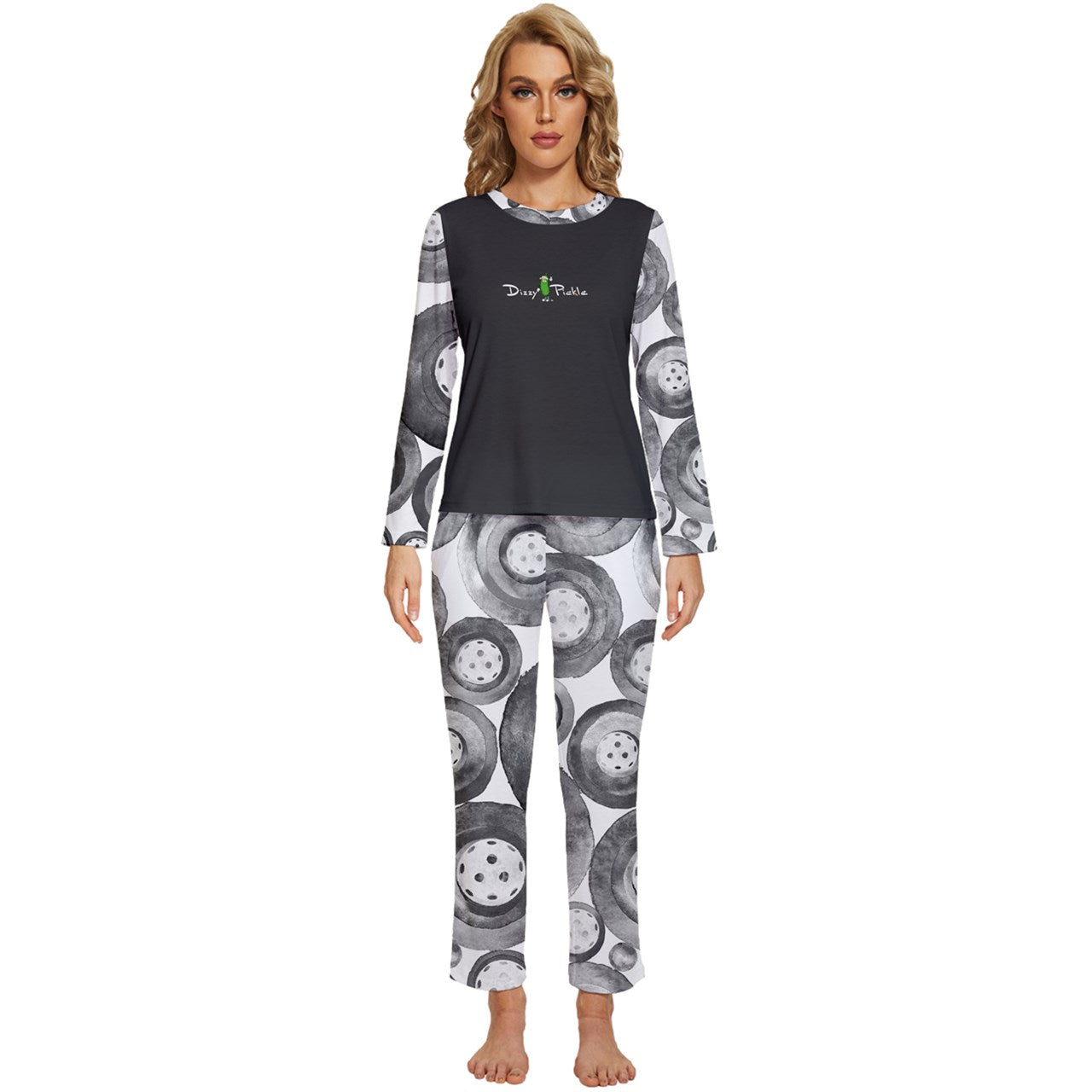 Dizzy Pickle Heidi BKW Women's Pickleball Long Sleeve Lightweight Cropped Pajamas Set