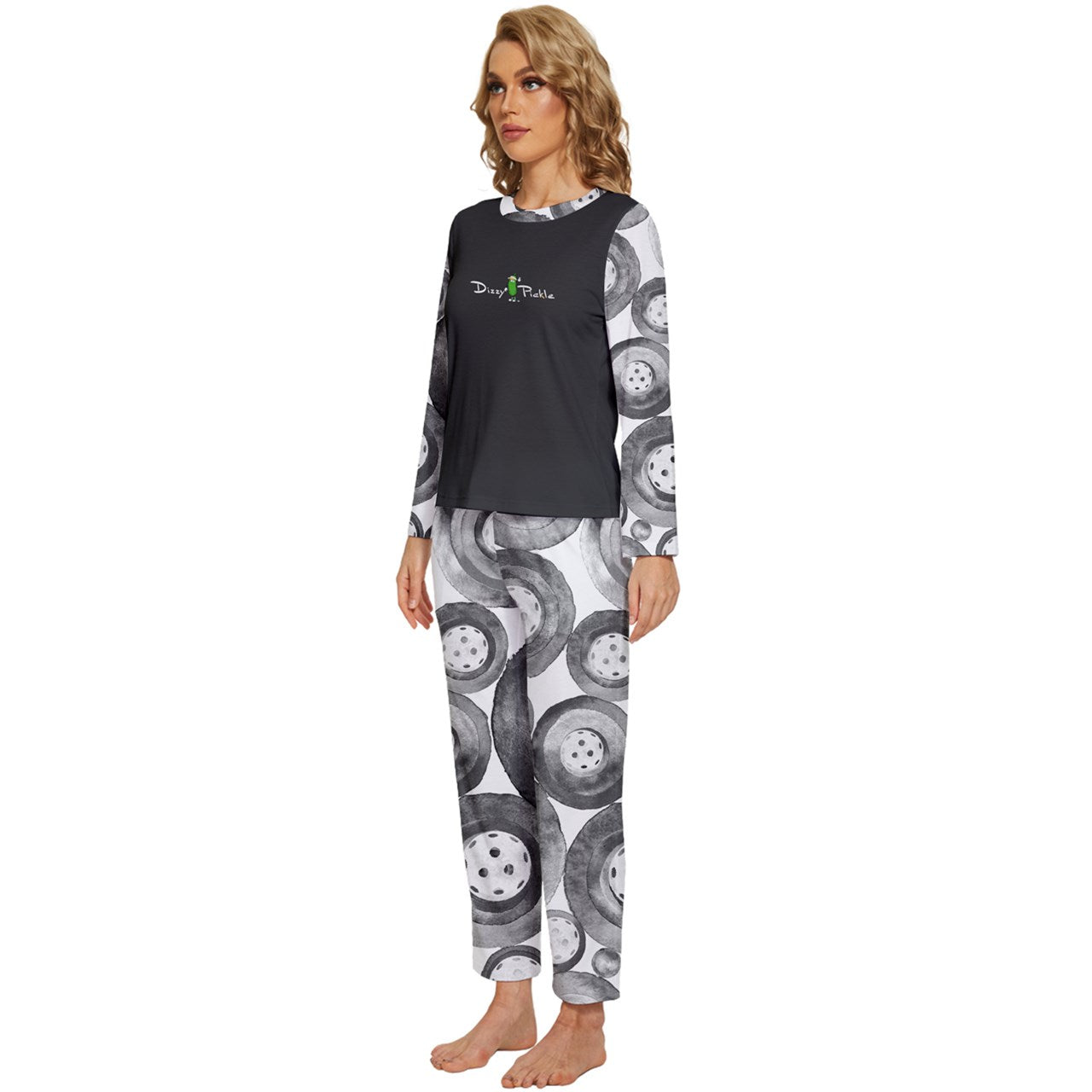 Dizzy Pickle Heidi BKW Women's Pickleball Long Sleeve Lightweight Cropped Pajamas Set