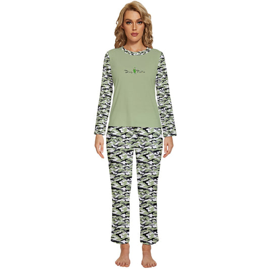 Dizzy Pickle Jan Sage Women's Pickleball Long Sleeve Lightweight Cropped Pajamas Set