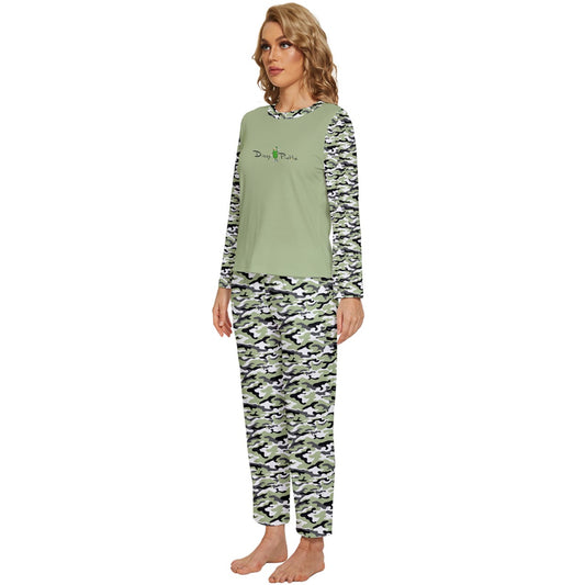 Dizzy Pickle Jan Sage Women's Pickleball Long Sleeve Lightweight Cropped Pajamas Set