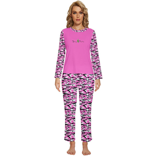 Dizzy Pickle Jan Pink Women's Pickleball Long Sleeve Lightweight Cropped Pajamas Set