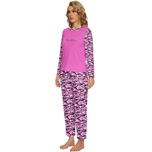 Dizzy Pickle Jan Pink Women's Pickleball Long Sleeve Lightweight Cropped Pajamas Set