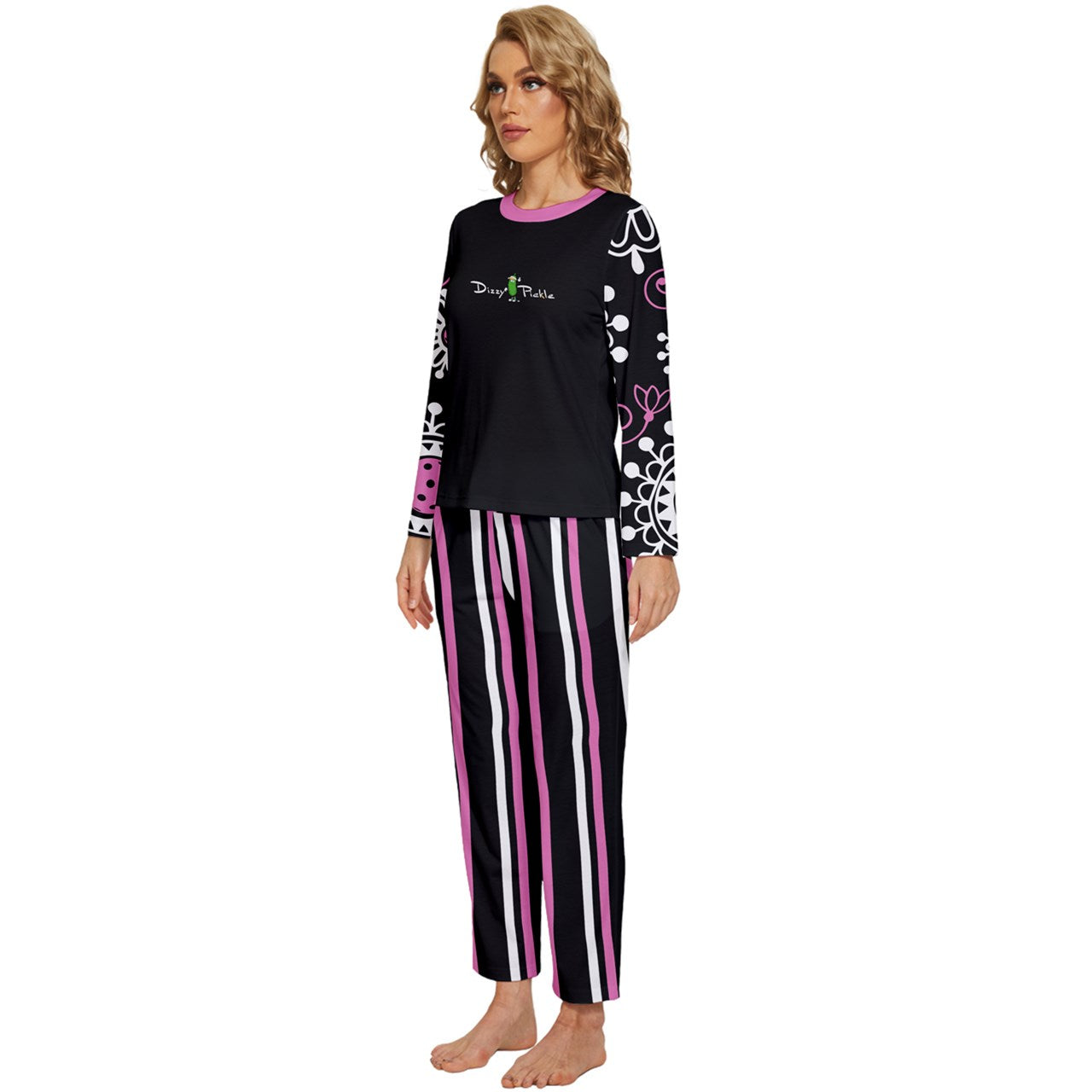 Dizzy Pickle Coming Up Daisies BP Women's Pickleball Long Sleeve Lightweight Cropped Pajamas Set