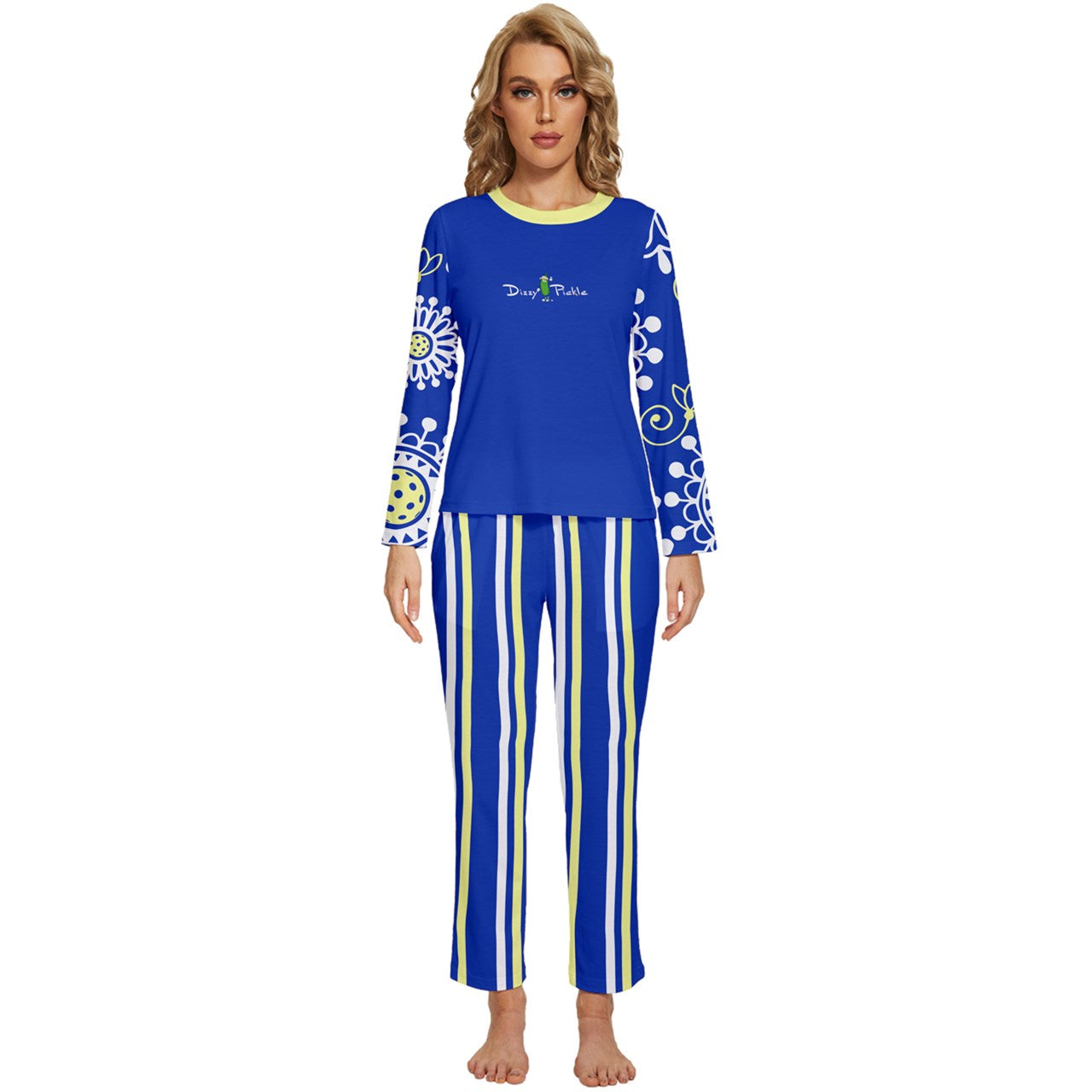 Dizzy Pickle Coming Up Daisies BY Women's Pickleball Long Sleeve Lightweight Cropped Pajamas Set