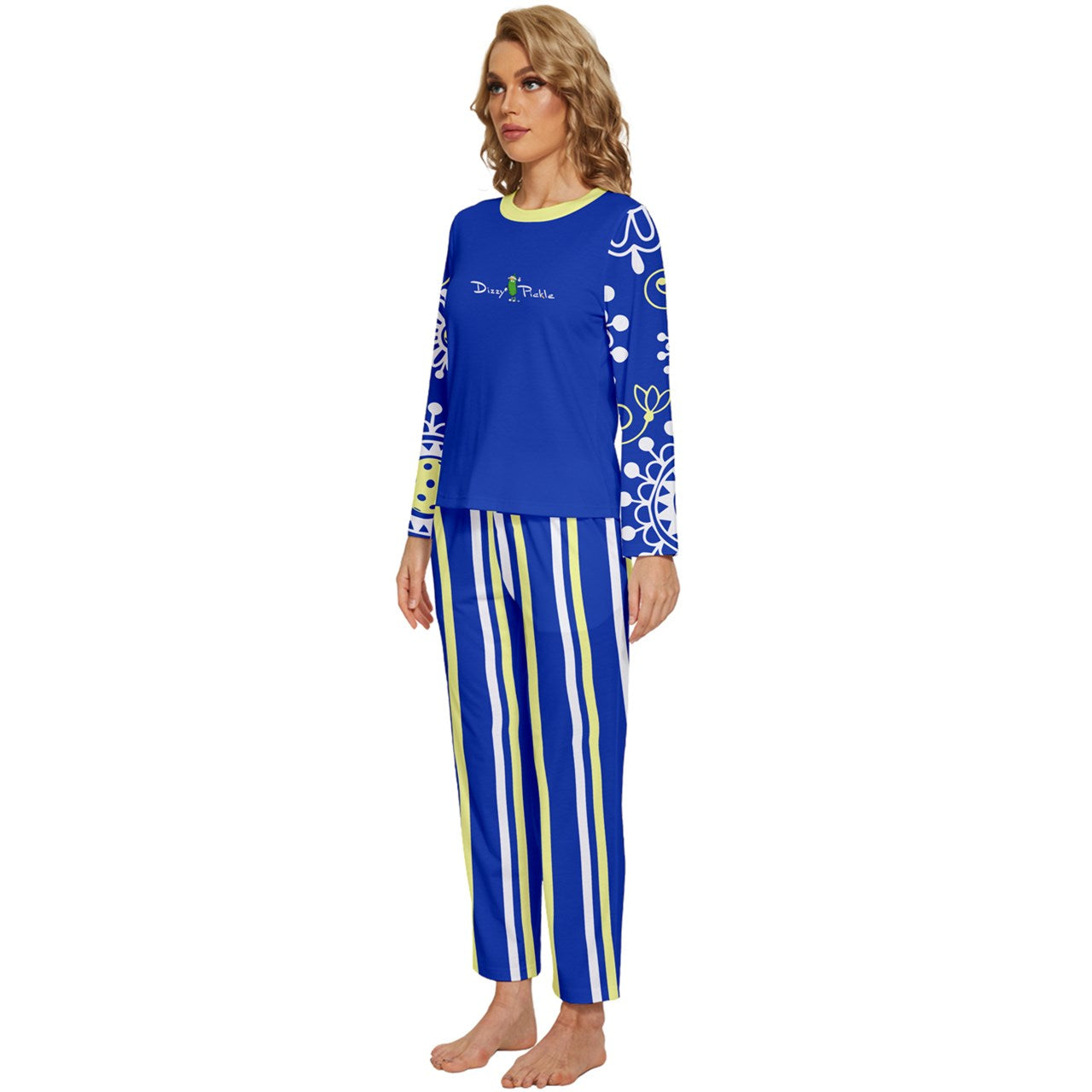 Dizzy Pickle Coming Up Daisies BY Women's Pickleball Long Sleeve Lightweight Cropped Pajamas Set