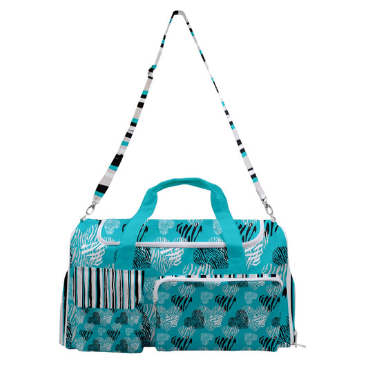 Dizzy Pickle Shelley Hearts Turquoise Pickleball Sports Gym Duffle Bag with Shoe Compartment